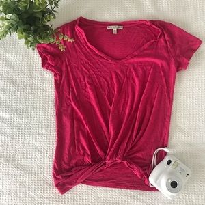 Express small knotted loose fit v neck pink tee